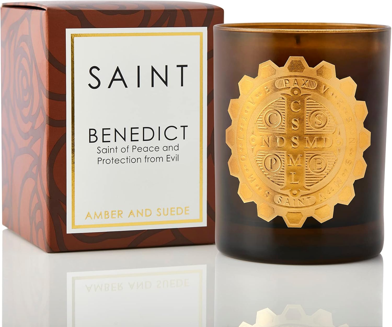 SAINT Saint Benedict Scented Candle with Prayer and Prayer Coin